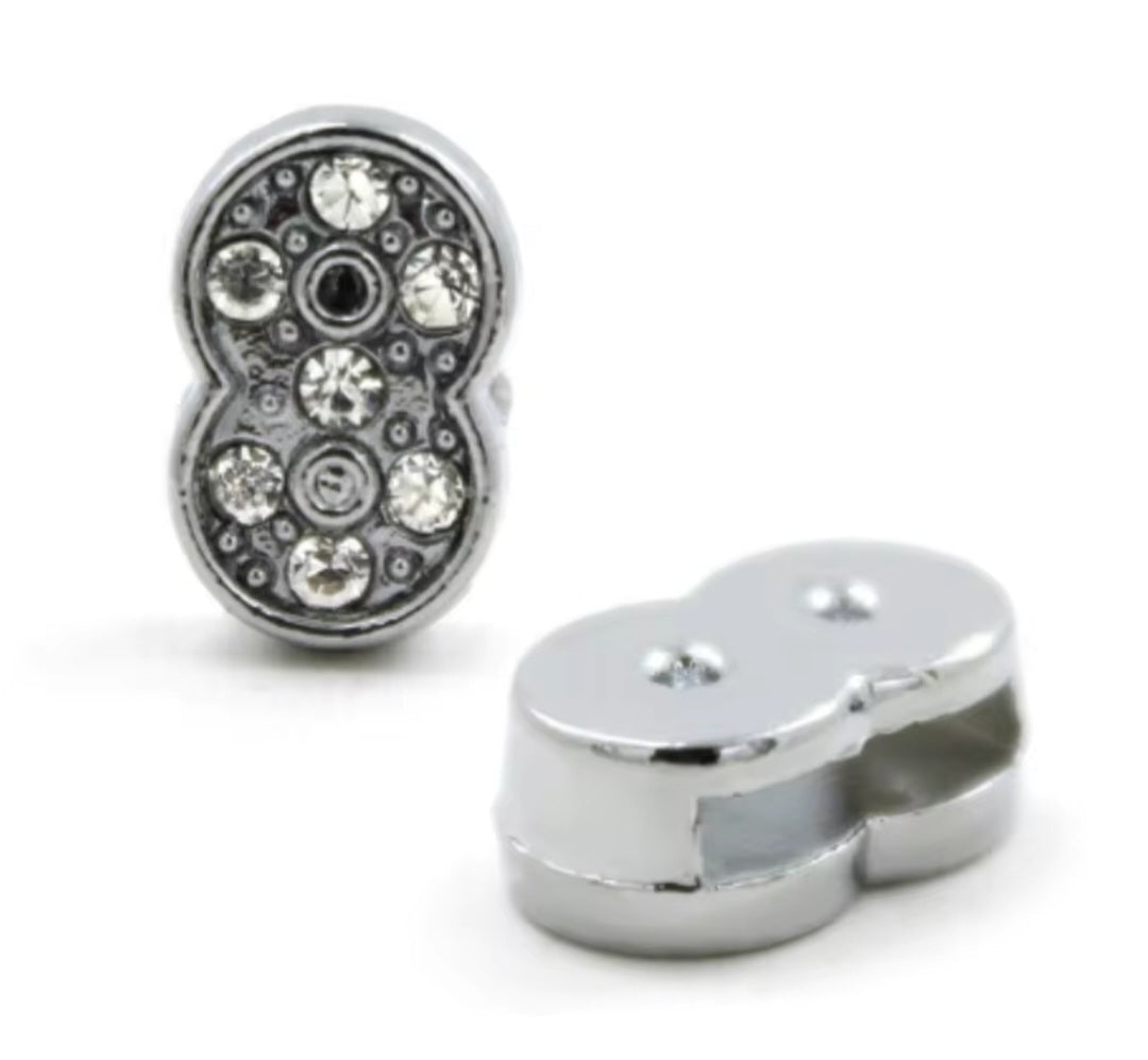Slide Charm Bar - Crystal Number Slide Charms (Silver)