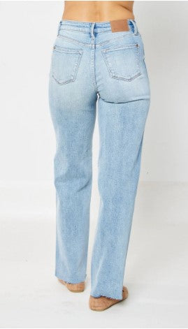 Judy Blue - Sara High Waist Rigid Magic Destroy 90's Rainbow Thread Straight Jeans