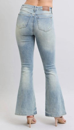 Judy Blue - Kiley Mid Rise Tinted Pin Tack Detail Flare Denim Jeans