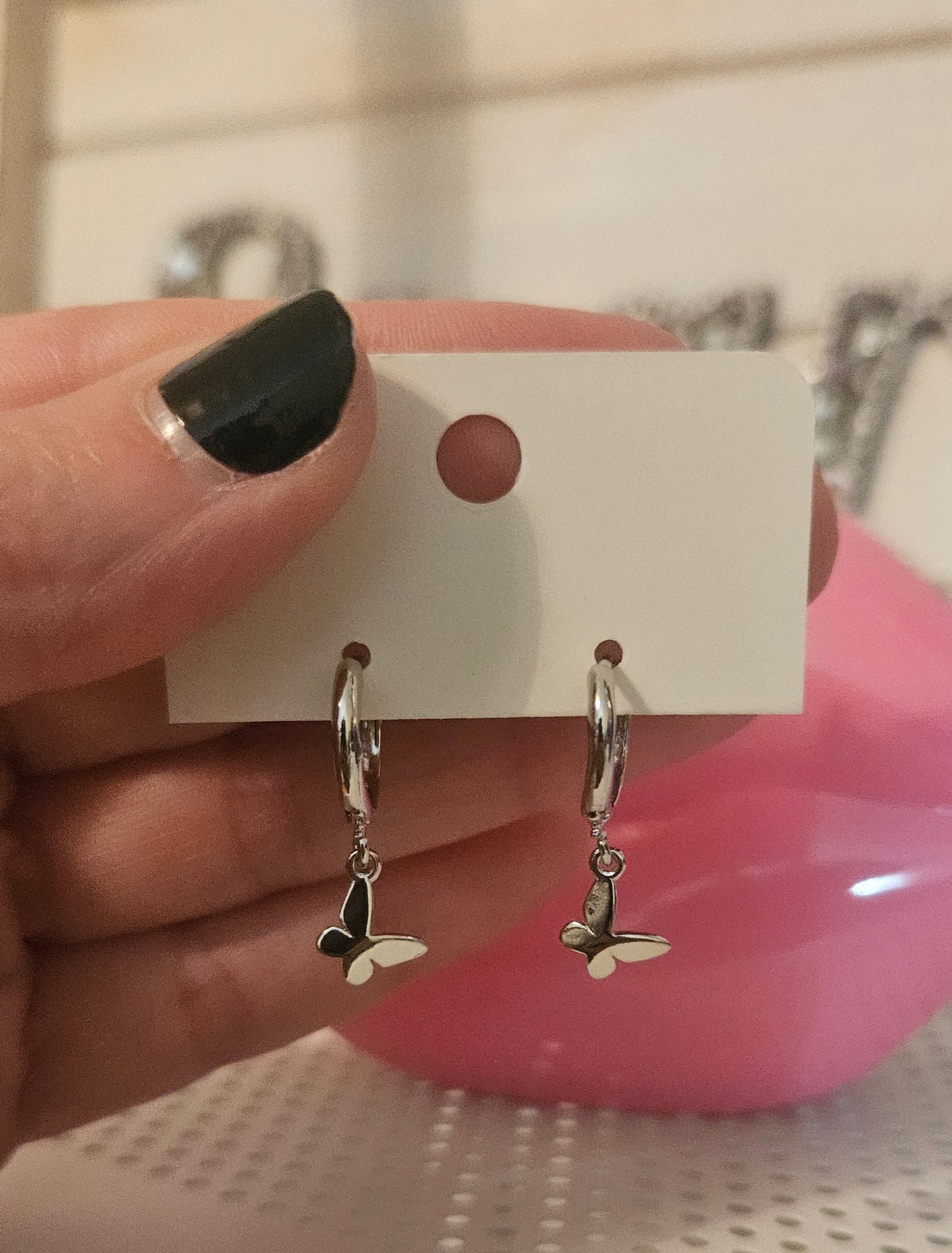 Butterfly Drop Hoop Earrings