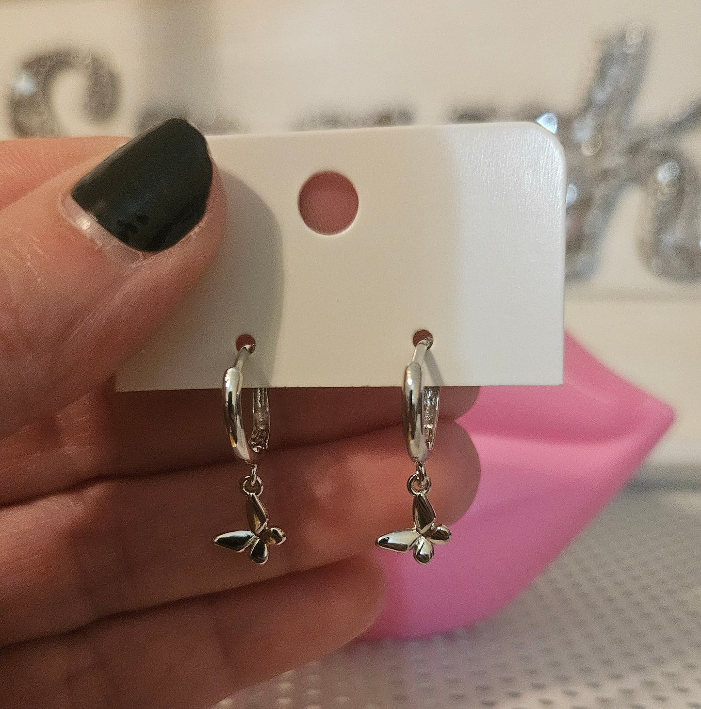 Butterfly Drop Hoop Earrings