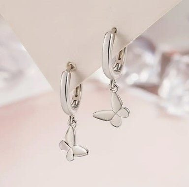 Butterfly Drop Hoop Earrings