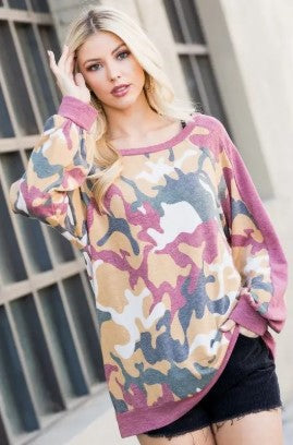 Emerald Collection Army Camo Casual Top