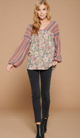 Oddi Floral Printed Knit Top