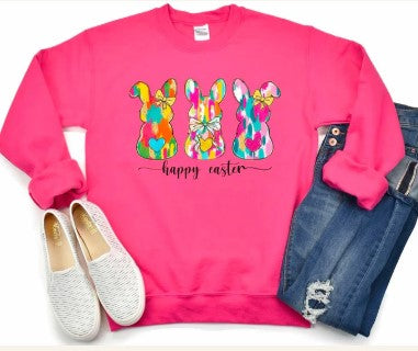 Happy Easter Brushstroke Bunnies - Graphic