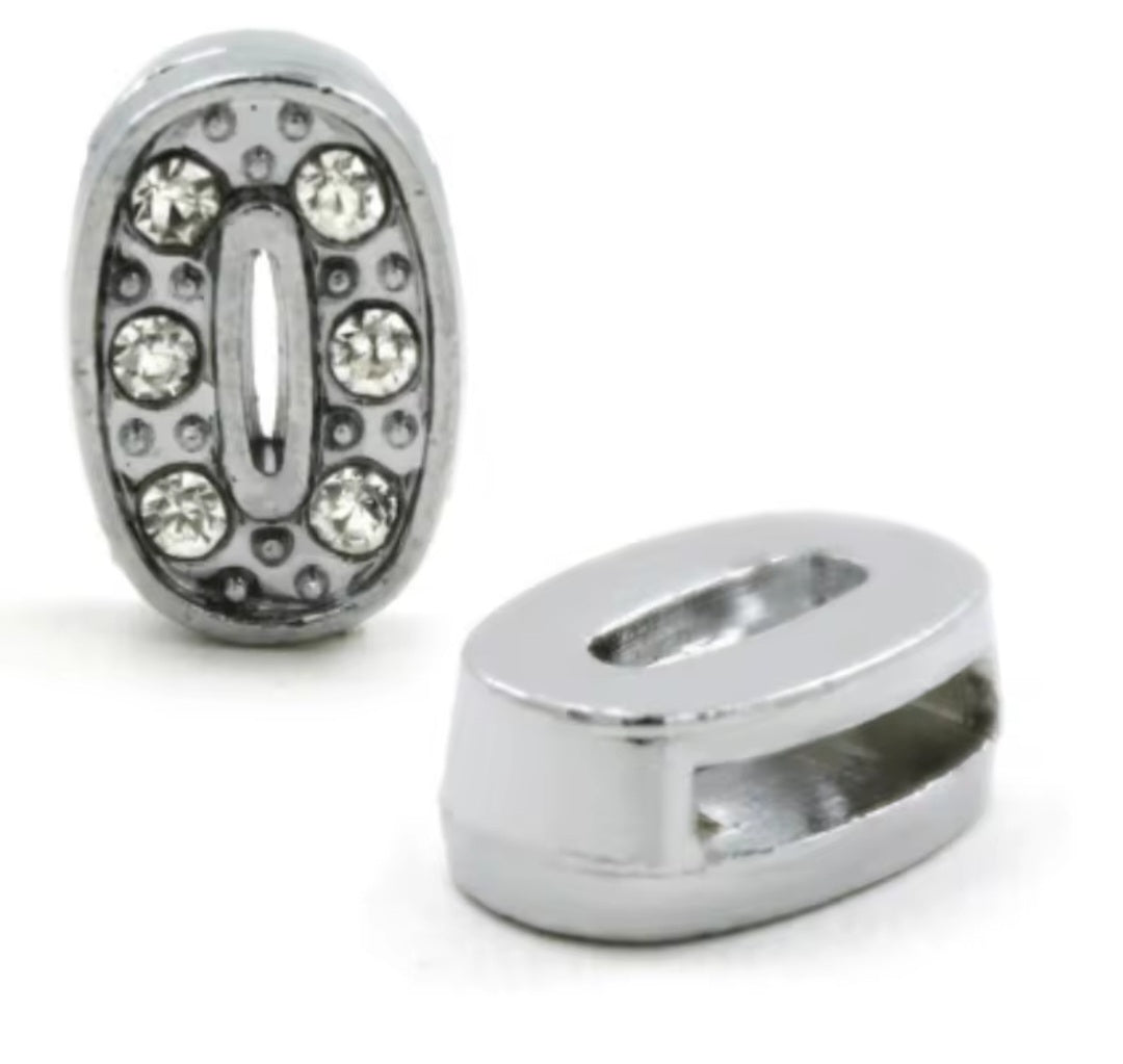 Slide Charm Bar - Crystal Number Slide Charms (Silver)