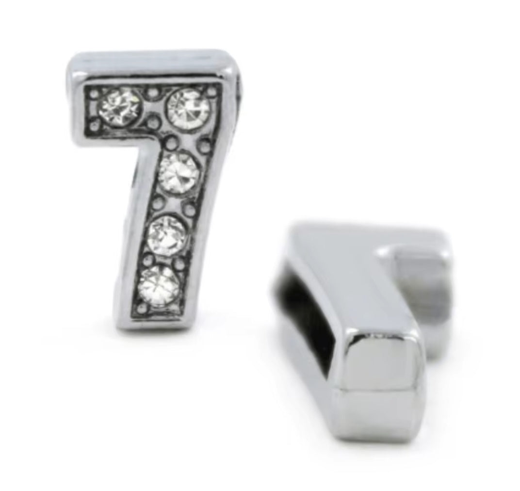 Slide Charm Bar - Crystal Number Slide Charms (Silver)