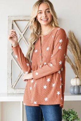 Heimish Star Print Babydoll Top