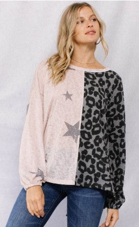 Oddi Mixed Animal Print Knit Top